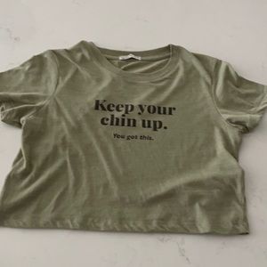 Cropped green cotton on tee